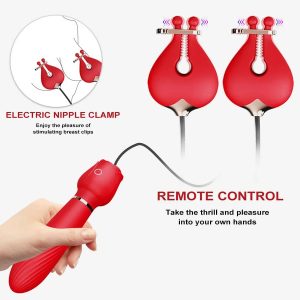 Rose Wand Vibrator with Vibrating Nipple Clamp – Intense Dual Pleasure | Ibadan Sex Toys