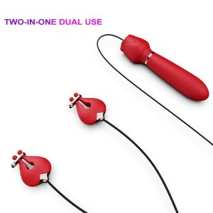 Rose Wand Vibrator with Vibrating Nipple Clamp – Intense Dual Pleasure | Ibadan Sex Toys